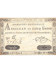 ASSIGNAT, LOUIS XVI - 5 LIVRES 01/11/1791 - SERIE E 2