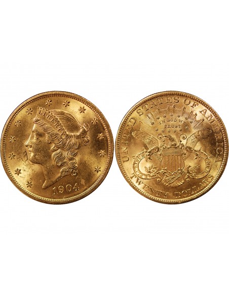 ETATS UNIS, LIBERTY EAGLE - 20 DOLLARS 1904, PHILADELPHIE