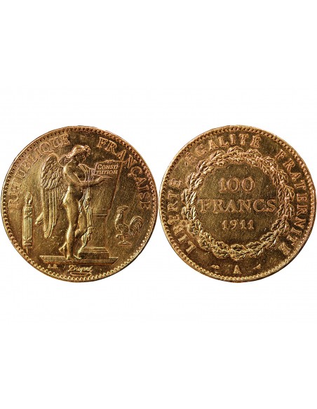 GENIE - 100 FRANCS OR 1911 A PARIS "Liberté Egalité Fraternité"﻿