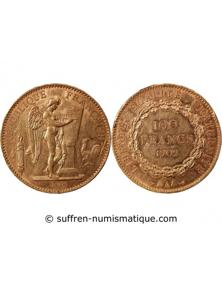 GENIE - 100 FRANCS OR 1902 "Dieu protège la France"﻿