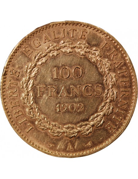 GENIE - 100 FRANCS OR 1902 "Dieu protège la France"﻿