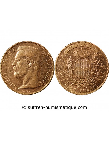 MONACO, ALBERT Ier - 100 FRANCS OR 1896 A PARIS