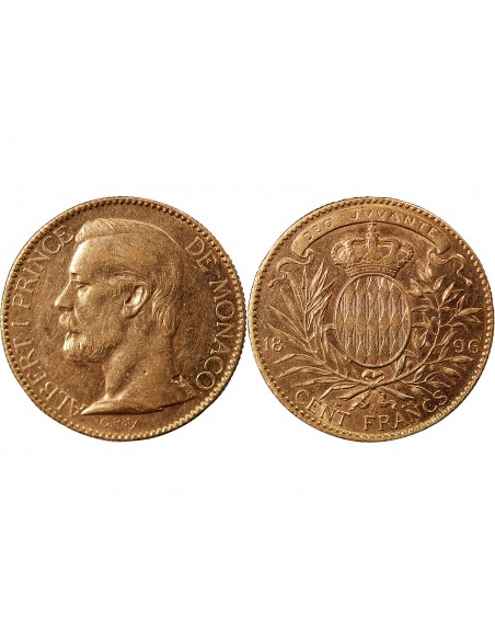 MONACO, ALBERT Ier - 100 FRANCS OR 1896 A PARIS