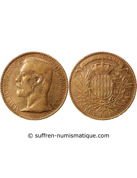 MONACO, ALBERT Ier - 100 FRANCS OR 1891 A PARIS