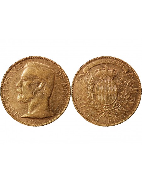 MONACO, ALBERT Ier - 100 FRANCS OR 1891 A PARIS