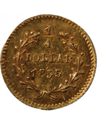 ETATS UNIS, CALIFORNIE - 1/4 DOLLAR OR "SMALL LIBERTY HEAD" 1855