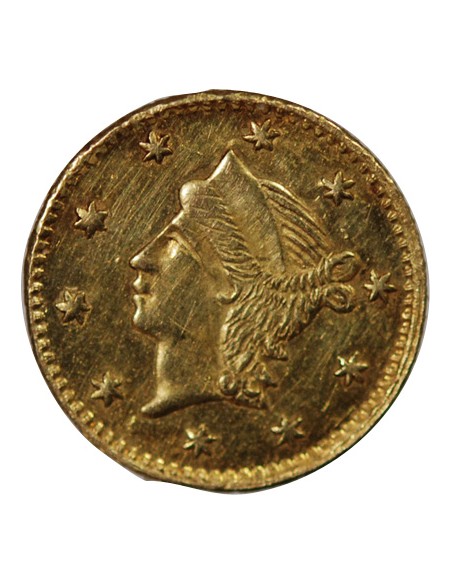 ETATS UNIS, CALIFORNIE - 1/4 DOLLAR OR "SMALL LIBERTY HEAD" 1855