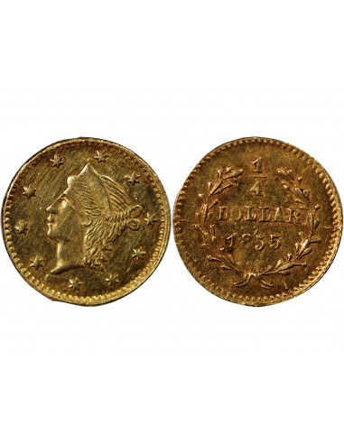 ETATS UNIS, CALIFORNIE - 1/4 DOLLAR OR "SMALL LIBERTY HEAD" 1855