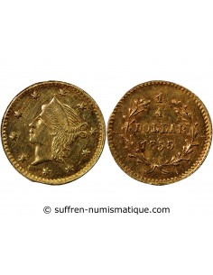 ETATS UNIS, CALIFORNIE - 1/4 DOLLAR OR "SMALL LIBERTY HEAD" 1855