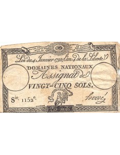 ASSIGNAT - 25 SOLS - LOI DU 04 JANVIER 1792