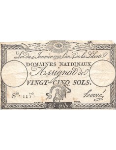 ASSIGNAT - 25 SOLS - LOI DU 04 JANVIER 1792