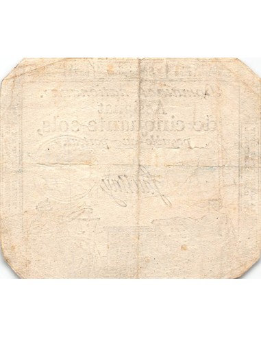 ASSIGNAT - 50 SOLS - LOI DU 04 JANVIER 1792, FILIGRANE LA NATION