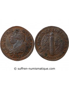 Louis XVI 3 deniers Cuivre 1792 BB Strasbourg