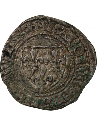Charles VI 1 blanc Billon 1417 G Poitiers