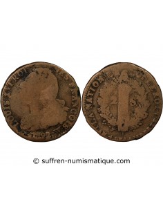 LOUIS XVI, CONSTITUTION - 2 SOLS ROI DES FRANCOIS 1792 W LILLE
