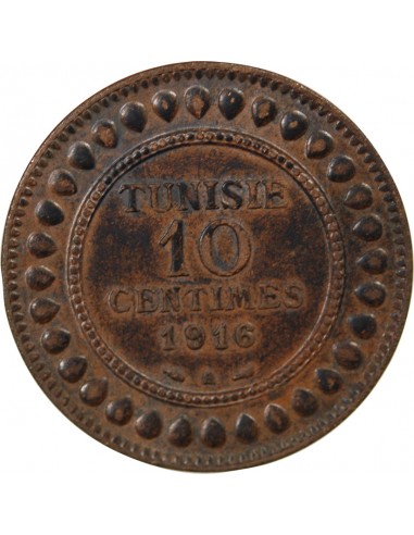 Tunisie Naceur Bey 2 francs Cuivre 1334 AH / 1916 A Paris