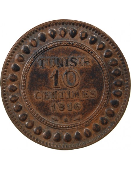 Tunisie Naceur Bey 2 francs Cuivre 1334 AH / 1916 A Paris