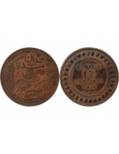 Tunisie Naceur Bey 2 Francs Cuivre 1334 AH / 1916 A Paris 2