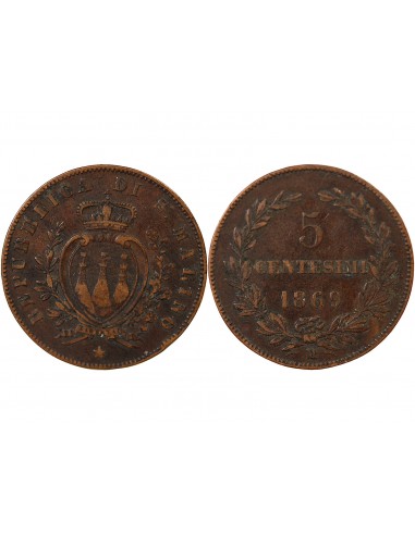 Saint-Marin 5 Centesimi Cuivre 1869 M Milan