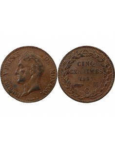 MONACO, HONORÉ V - 5 CENTIMES, PETITE TETE 1837 MC 2