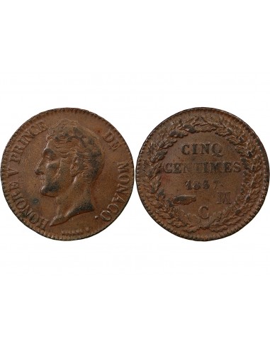 MONACO, HONORÉ V - 5 CENTIMES, PETITE TETE 1837 MC