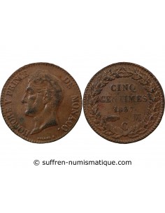 MONACO, HONORÉ V - 5 CENTIMES, PETITE TETE 1837 MC