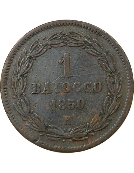 Vatican Pie IX 1 baiocco Cuivre 1850 R Rome