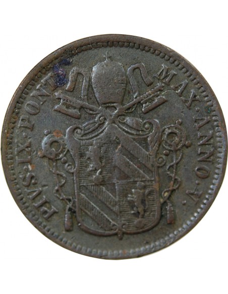 Vatican Pie IX 1 baiocco Cuivre 1850 R Rome