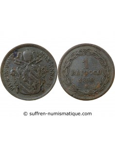 Vatican Pie IX 1 baiocco Cuivre 1850 R Rome
