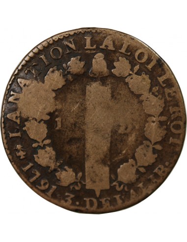 LOUIS XVI, CONSTITUTION - 12 DENIERS 1791 A PARIS