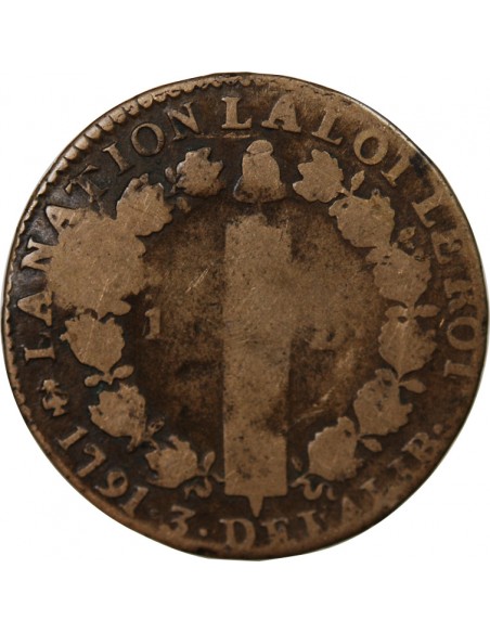 LOUIS XVI, CONSTITUTION - 12 DENIERS 1791 A PARIS