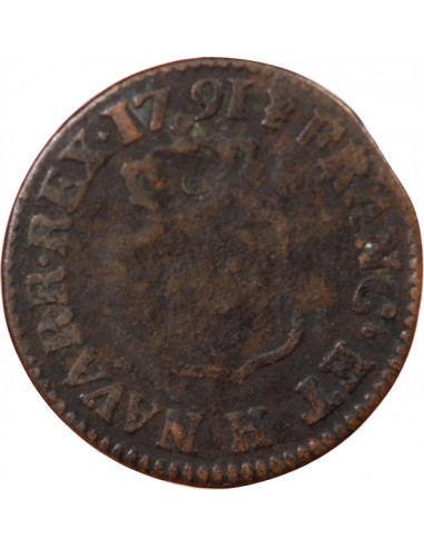 Louis XVI 1 liard Cuivre 1791 H La Rochelle