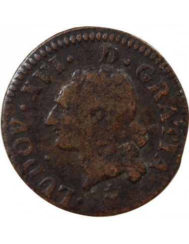 Louis XVI 1 liard Cuivre 1791 H La Rochelle