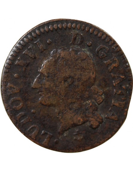 Louis XVI 1 liard Cuivre 1791 H La Rochelle