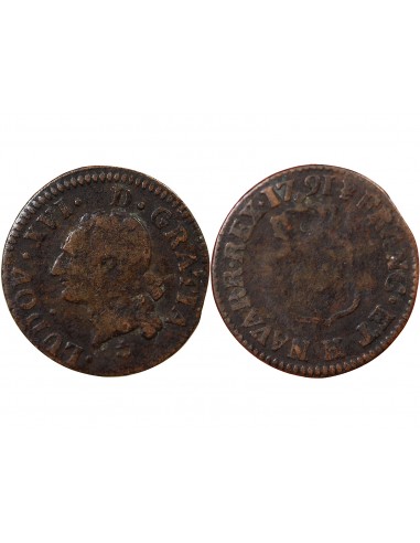 Louis XVI 1 liard Cuivre 1791 H La Rochelle