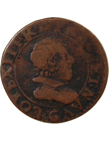 Louis XIII 1 double tournois Cuivre 1626 G Poitiers