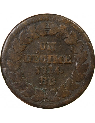 NAPOLEON I - DECIME Siège de Strasbourg 1814 BB avec points