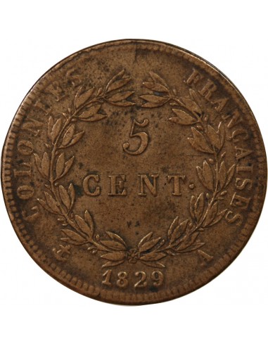 COLONIES FRANCAISES, CHARLES X - 5 CENTIMES 1825 A PARIS