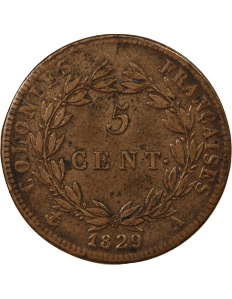 COLONIES FRANCAISES, CHARLES X - 5 CENTIMES 1825 A PARIS