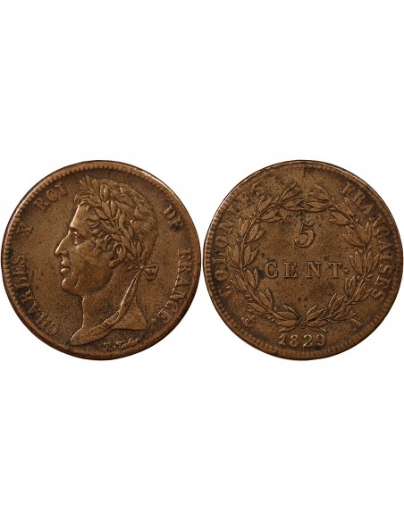 COLONIES FRANCAISES, CHARLES X - 5 CENTIMES 1825 A PARIS