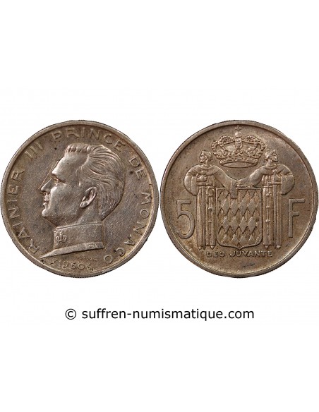 Monaco Rainier III de Monaco 5 francs Argent 1960 A Paris