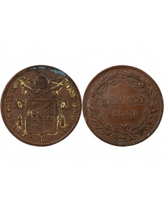 Vatican Pape Grégoire XVI Baiocco Cuivre 1840 R Rome 2