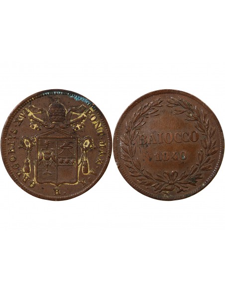Vatican Pape Grégoire XVI 1 baiocco Cuivre 1840 R Rome