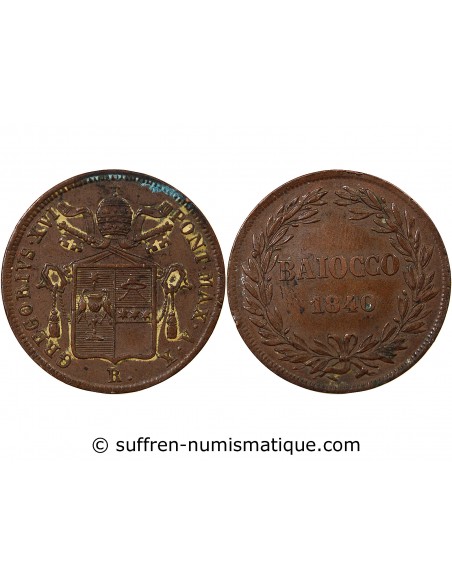 Vatican Pape Grégoire XVI 1 baiocco Cuivre 1840 R Rome