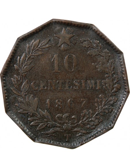 Italie Victor Emmanuel II 20 centesimi Bronze 1867 T Turin