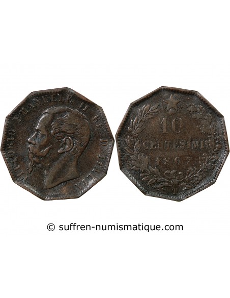 Italie Victor Emmanuel II 20 centesimi Bronze 1867 T Turin