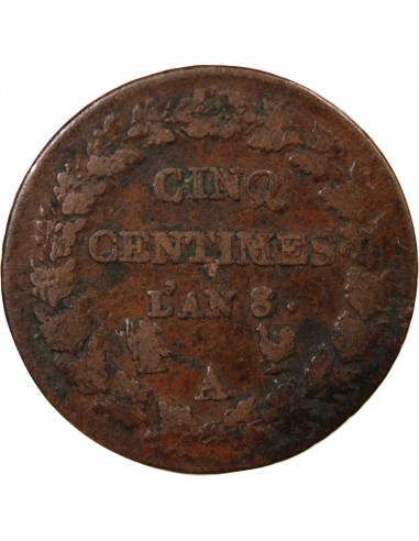 5 centimes Cuivre AN 8 AA Metz