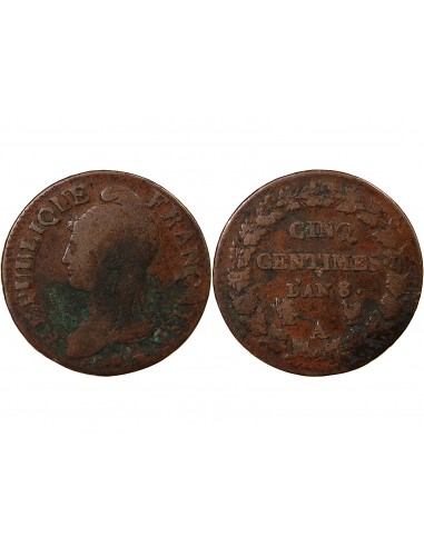 5 centimes Cuivre AN 8 AA Metz