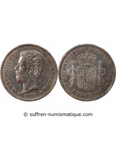 ESPAGNE, GOUVERNEMENT PROVISOIRE - 5 PESETAS ARGENT - 1870 M MADRID 2