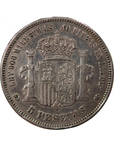 ESPAGNE, GOUVERNEMENT PROVISOIRE - 5 PESETAS ARGENT - 1870 M MADRID